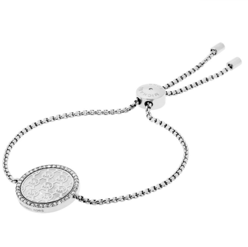 MK Monogram MOP & Silver-Tone Disk Slider Bracelet